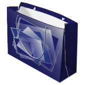 Blauer geometrischer Berst Große Geschenktüte (Rückseite Schrägansicht)