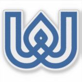 Blauer geometrischer Buchstabe W Monogramm Aufkleber (Vorderseite)