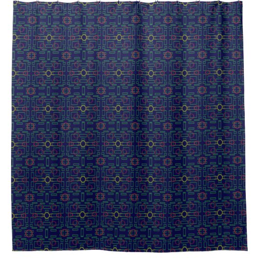 Blauer geometrischer Duschvorhang (Vorderseite)