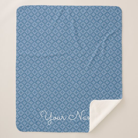 Blauer geometrischer personalisierter Name Sherpadecke (Vorderseite)