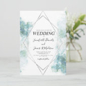 Blauer geometrischer Rahmen Einladung (Stehend Vorderseite)