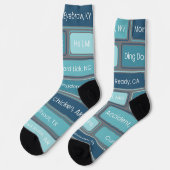 Blauer geometrischer Rahmen Socken (Linkes Detail)
