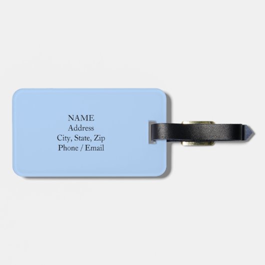 Blauer Gepäckanhänger + Name, Monogramm (Rückseite horizontal)