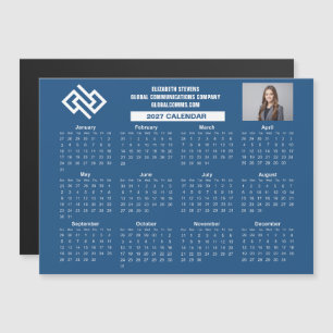 Blauer Geschäfts-Kalender 2027 mit Magnet für indi