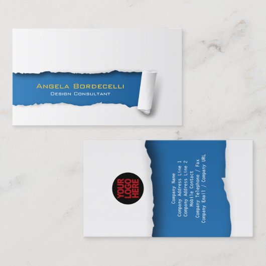 Blauer Geschäftsausweis für geripptes Papier Visitenkarte (Vorne/Hinten)