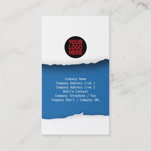 Blauer Geschäftsausweis für geripptes Papier Visitenkarte (Rückseite)