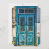 Blauer gestörter rustikaler Einladung zur Hochzeit (Rückseite)