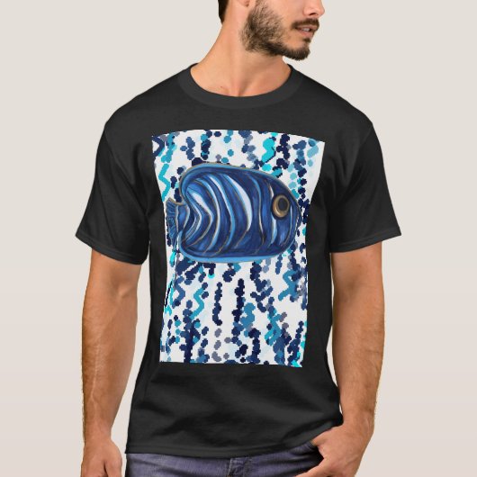 Blauer gestreifter Engelskalmar T-Shirt (Vorderseite)