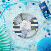 Blauer gestreifter Hydrangea-BlumenKranz Pappteller (Party)