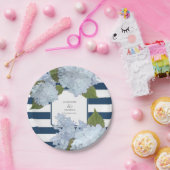 Blauer gestreifter Hydrangea-BlumenKranz Pappteller (Party)