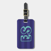 Blauer gestreifter Initialen-Gepäckanhänger Gepäckanhänger (Vorderseite vertikal)