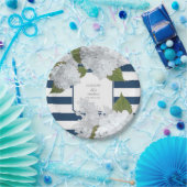 Blauer gestreifter weißer Hydrangea-BlumenKranz Pappteller (Party)