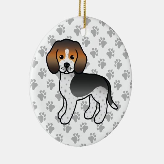 Blauer getickter Beagle Hund Niedlicher Cartoon Il Keramik Ornament (Rechts)