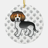Blauer getickter Beagle Hund Niedlicher Cartoon Il Keramik Ornament (Vorne)