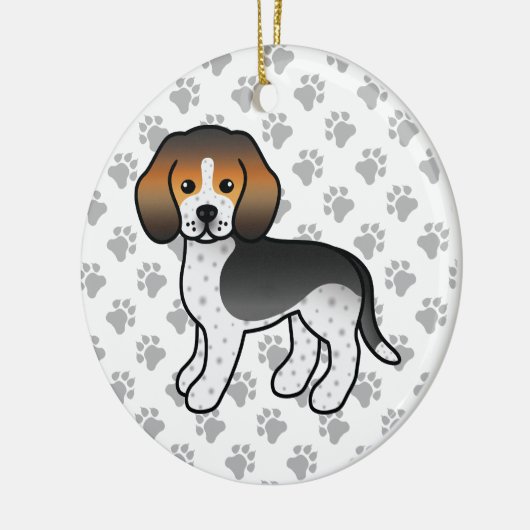 Blauer getickter Beagle Hund Niedlicher Cartoon Il Keramik Ornament (Links)