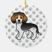 Blauer getickter Beagle Hund Niedlicher Cartoon Il Keramik Ornament (Hinten)