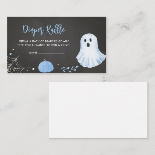 Blauer Ghost Halloween Baby Duschdusche Windeln Ra Begleitkarte (Vorne/Hinten)