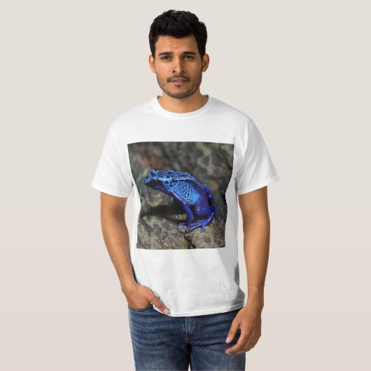Blauer Gift-Dart-Frosch, heller Blaufrosch T-Shirt (Vorne ganz)
