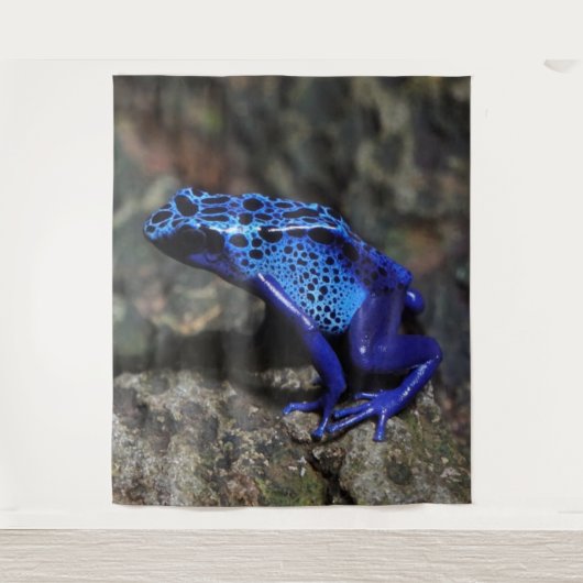 Blauer Gift-Dart-Frosch, heller Blaufrosch Wandteppich (Vorderseite)