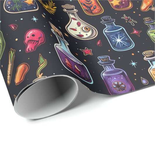 Blauer Gift Flaschen Halloween Geschenkpapier (Rolleneckpunkt)