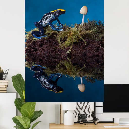 Blauer Giftfrosch und Pilz Poster (Heimbüro)