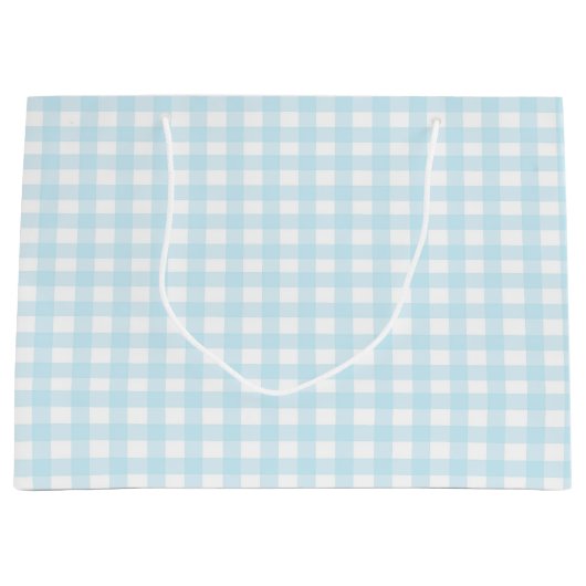 Blauer Gingham 1 Große Geschenktüte (Vorderseite)
