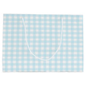 Blauer Gingham 1 Große Geschenktüte (Rückseite)