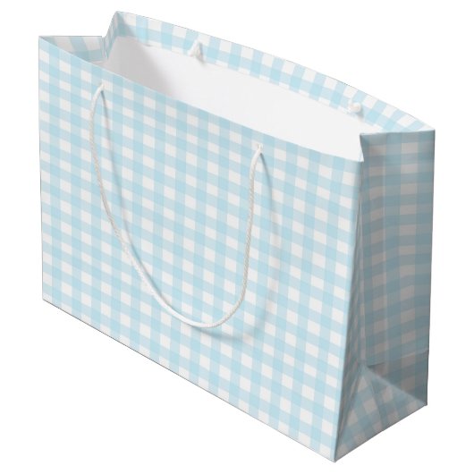 Blauer Gingham 1 Große Geschenktüte (Rückseite Schrägansicht)