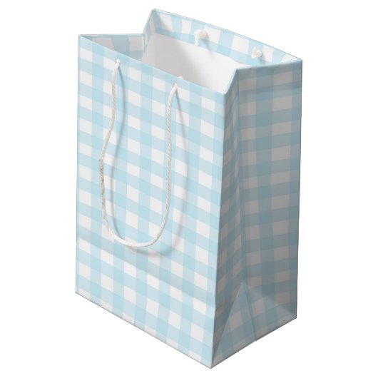 Blauer Gingham 1 Mittlere Geschenktüte (Rückseite Schrägansicht)