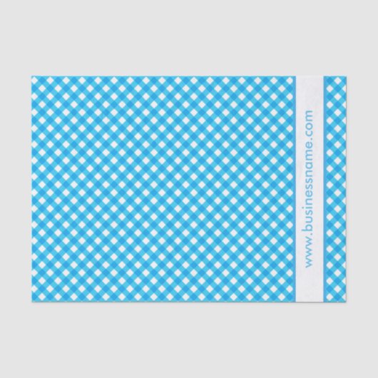 Blauer Gingham Benutzerdefinierter Text Seidenpapier (Vorderseite)