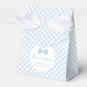 Blauer Gingham Bogen Krawatte Babydusche Geschenkschachtel