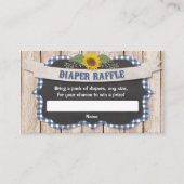 Blauer Gingham-Gelbe Sonnenblumen-Babywindelraffin Begleitkarte (Vorderseite)