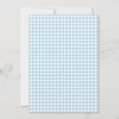Blauer Gingham-Junge Ein verrückter Gans 1. Geburt Einladung (Rückseite)