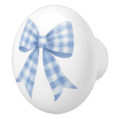 Blauer Gingham-Karo-Schleife Keramikknauf (Rechts)