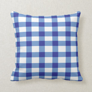 Blauer Gingham Kissen
