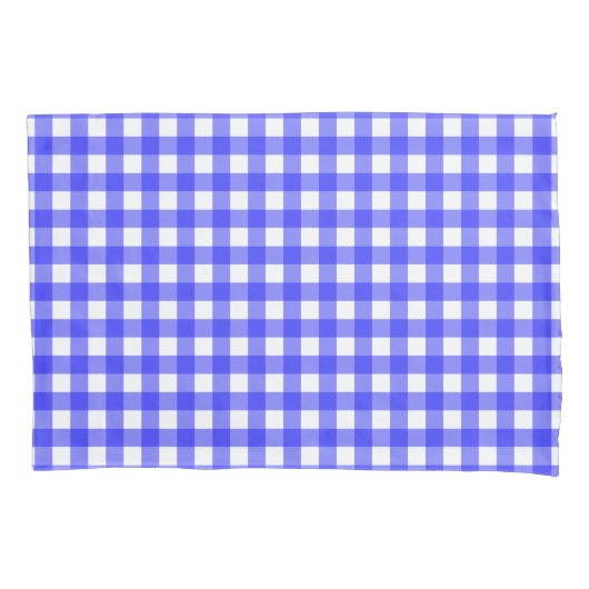Blauer Gingham Kissenbezug (Vorderseite)