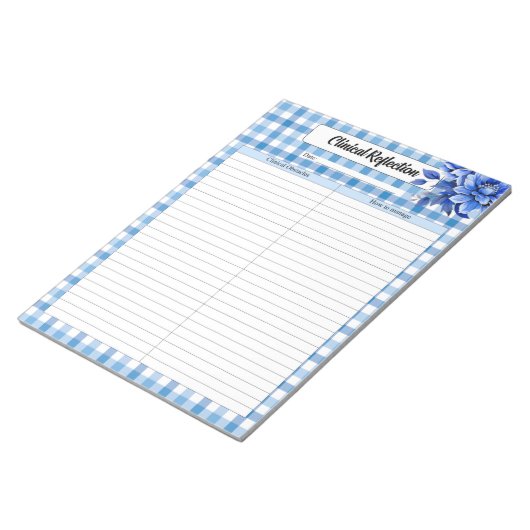 Blauer Gingham Klinische Reflektion Notizblock (angewinkelt)