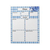 Blauer Gingham _ Krankheitszeit 1 Notizblock (Rotiert)