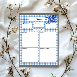 Blauer Gingham _ Krankheitszeit 1 Notizblock