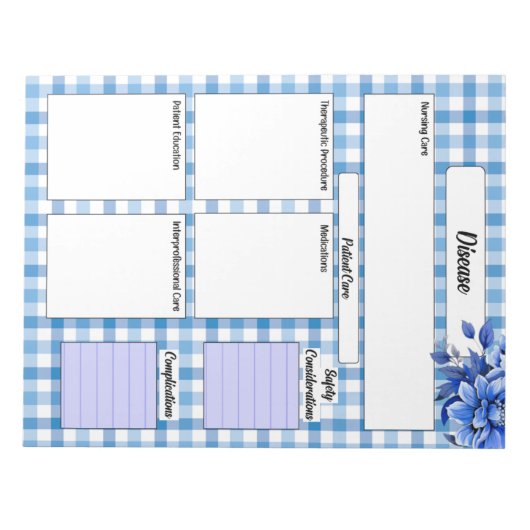 Blauer Gingham _ KrankheitTemp 2 Notizblock (Vorderseite)