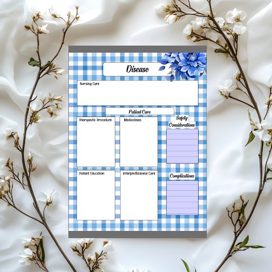 Blauer Gingham _ KrankheitTemp 2 Notizblock