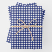 Blauer Gingham mit Schachbrettmuster im Stil Geschenkpapier Set (Beispiel)