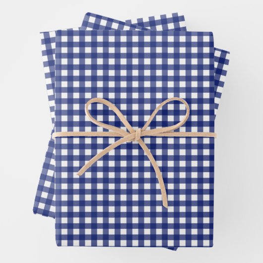 Blauer Gingham mit Schachbrettmuster im Stil Geschenkpapier Set (Beispiel)