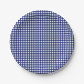 Blauer Gingham mit Schachbrettmuster im Stil Pappteller (Vorderseite)