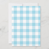 Blauer Gingham Muster Hochzeitsaufenthalte Einladung (Rückseite)