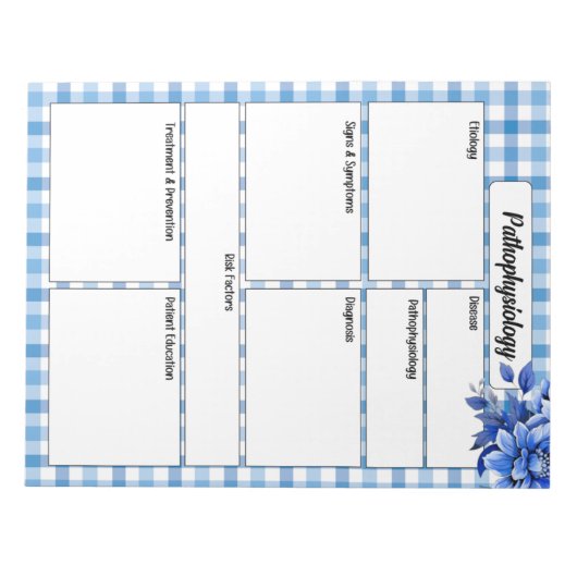 Blauer Gingham_ Pathophysiologie Temp Notizblock (Vorderseite)