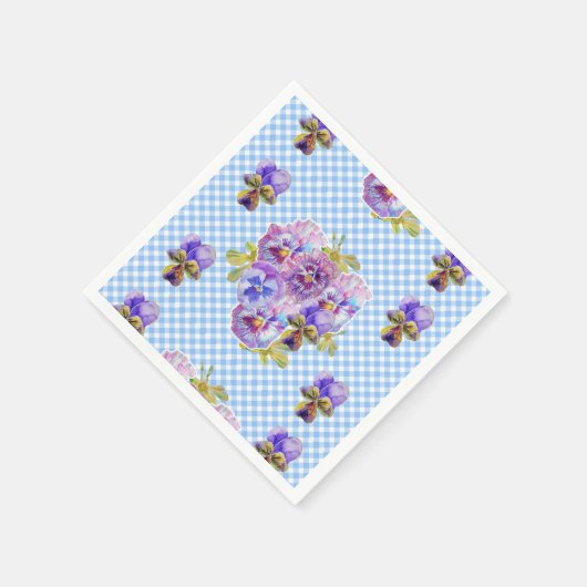 Blauer Gingham Shabby Chic Serviette Napkins (Ecke)