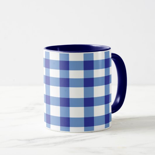 Blauer Gingham Tasse (VorderseiteRechts)