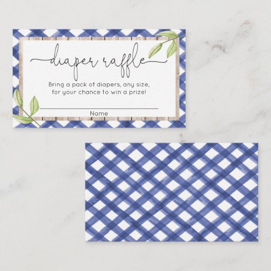 Blauer Gingham-Wald-Grillen Sommerpreisraffinerie Begleitkarte (Vorne/Hinten)