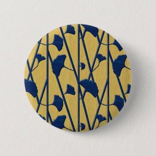 Blauer Ginkgo Button